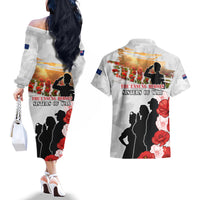New Zealand ANZAC Day Couples Matching Off The Shoulder Long Sleeve Dress and Hawaiian Shirt The Unsung Heroes Sisters of War LT05 - Polynesian Pride