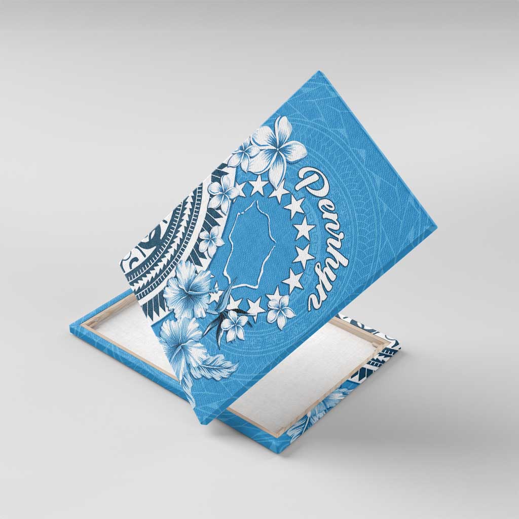 Penrhyn Gospel Day Canvas Wall Art Cook Islands Tribal Pattern LT05 With Frame Blue - Polynesian Pride