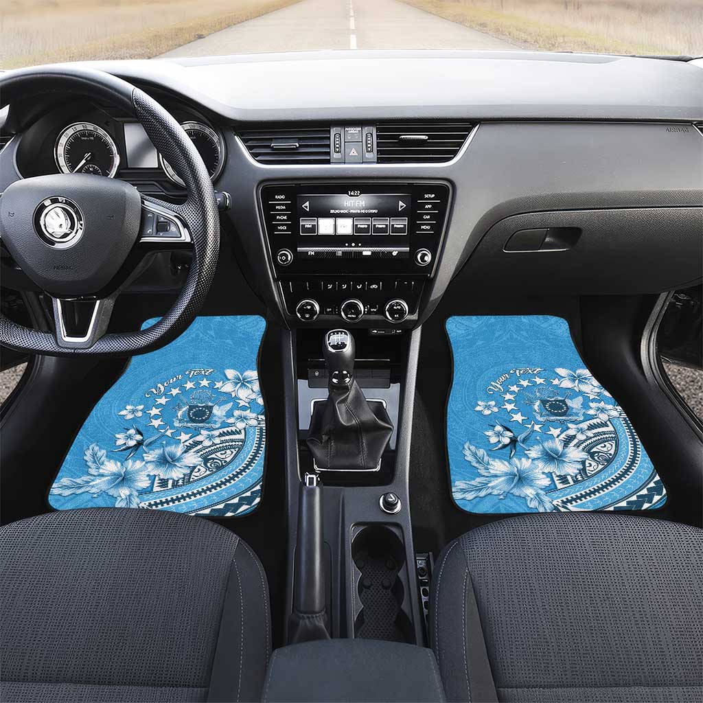 Penrhyn Gospel Day Car Mats Cook Islands Tribal Pattern LT05 Set 2pcs - Front Blue - Polynesian Pride