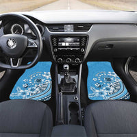 Penrhyn Gospel Day Car Mats Cook Islands Tribal Pattern LT05 Set 2pcs - Front Blue - Polynesian Pride