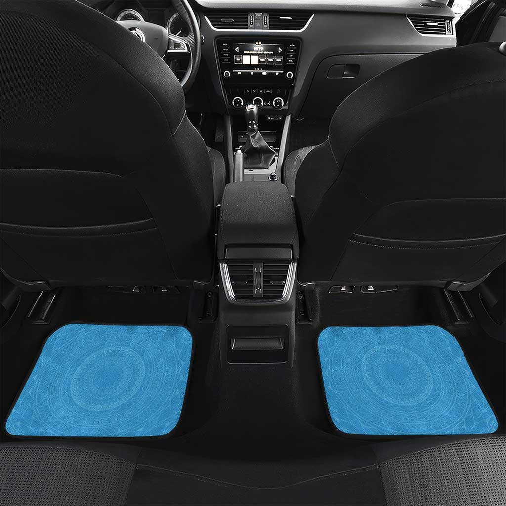 Penrhyn Gospel Day Car Mats Cook Islands Tribal Pattern LT05 Set 2pcs - Back Blue - Polynesian Pride