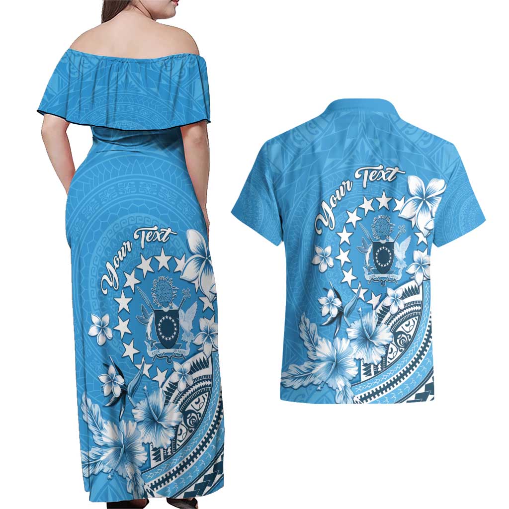 Personalised Penrhyn Gospel Day Couples Matching Off Shoulder Maxi Dress and Hawaiian Shirt Cook Islands Tribal Pattern LT05 - Polynesian Pride