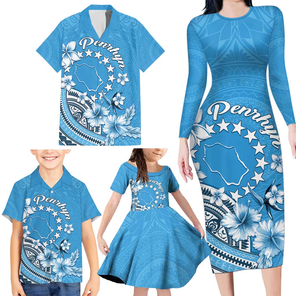 Personalised Penrhyn Gospel Day Family Matching Long Sleeve Bodycon Dress and Hawaiian Shirt Cook Islands Tribal Pattern