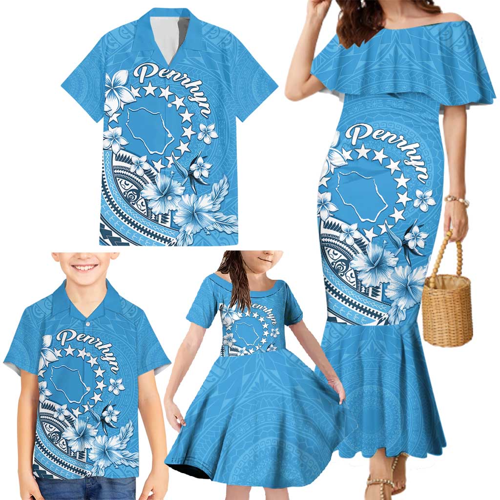 Personalised Penrhyn Gospel Day Family Matching Mermaid Dress and Hawaiian Shirt Cook Islands Tribal Pattern