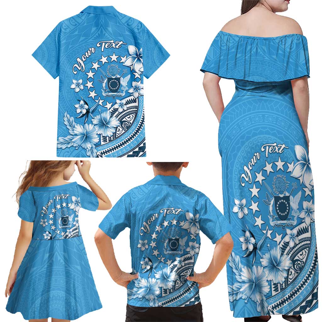 Personalised Penrhyn Gospel Day Family Matching Off Shoulder Maxi Dress and Hawaiian Shirt Cook Islands Tribal Pattern