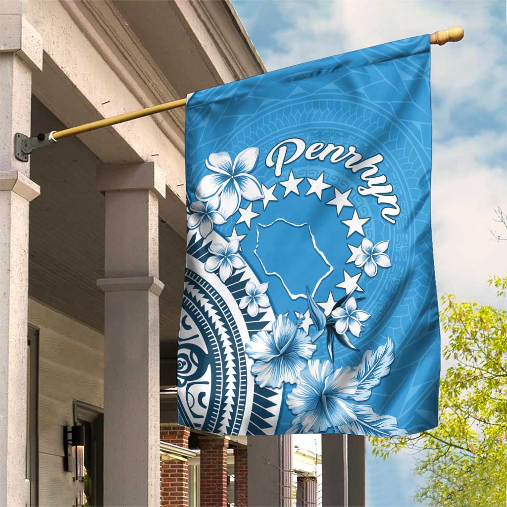 Penrhyn Gospel Day Garden Flag Cook Islands Tribal Pattern LT05 House Flag Blue - Polynesian Pride