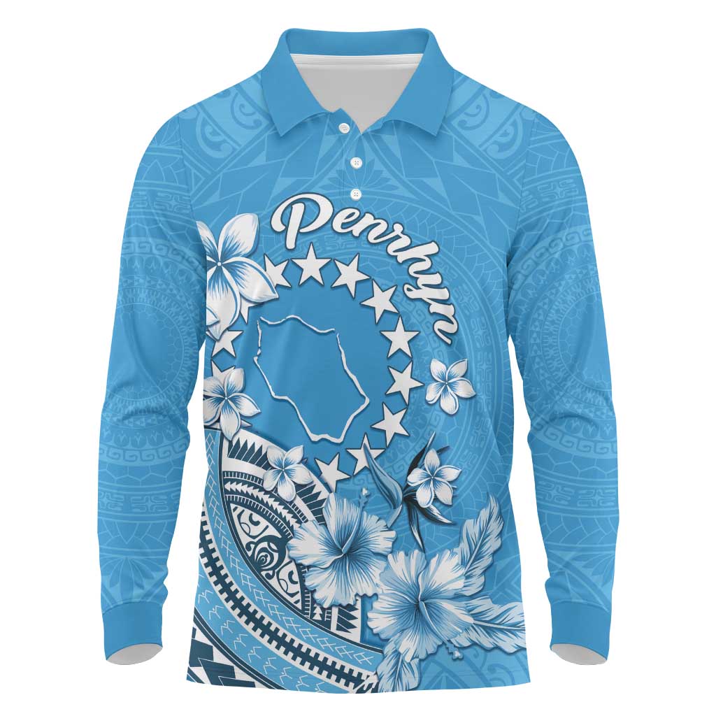 Personalised Penrhyn Gospel Day Long Sleeve Polo Shirt Cook Islands Tribal Pattern