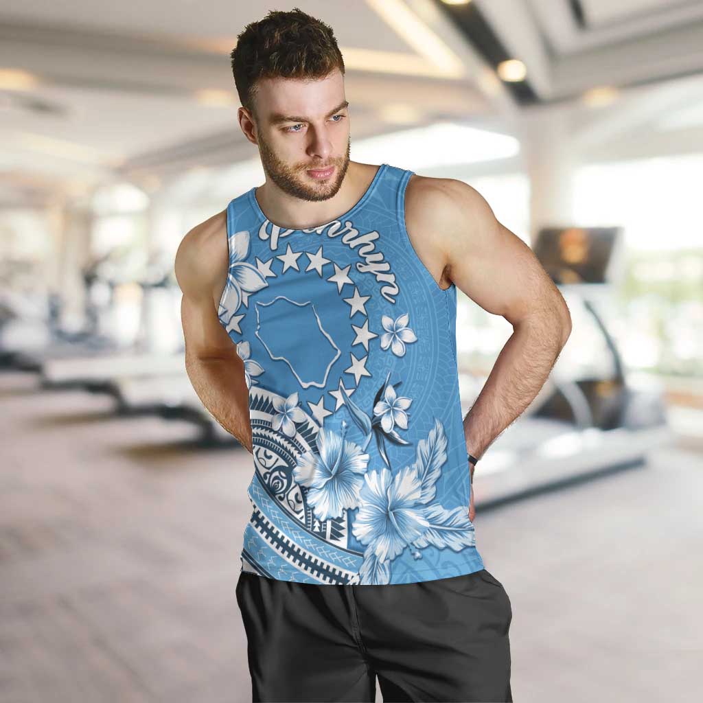 Personalised Penrhyn Gospel Day Men Tank Top Cook Islands Tribal Pattern LT05 Blue - Polynesian Pride