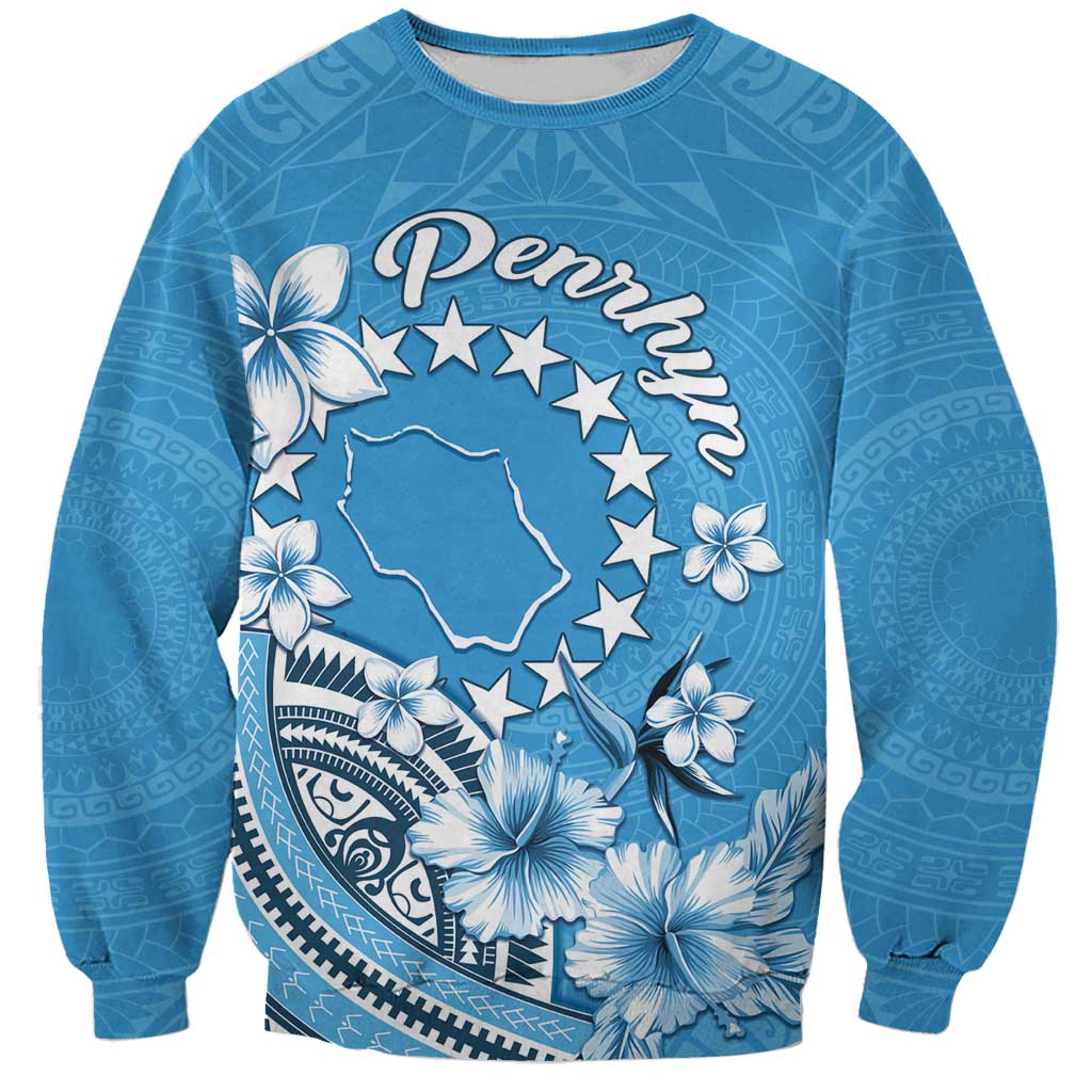 Personalised Penrhyn Gospel Day Sweatshirt Cook Islands Tribal Pattern LT05 Unisex Blue - Polynesian Pride