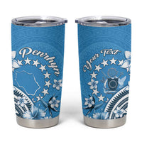 Personalised Penrhyn Gospel Day Tumbler Cup Cook Islands Tribal Pattern LT05 Blue - Polynesian Pride