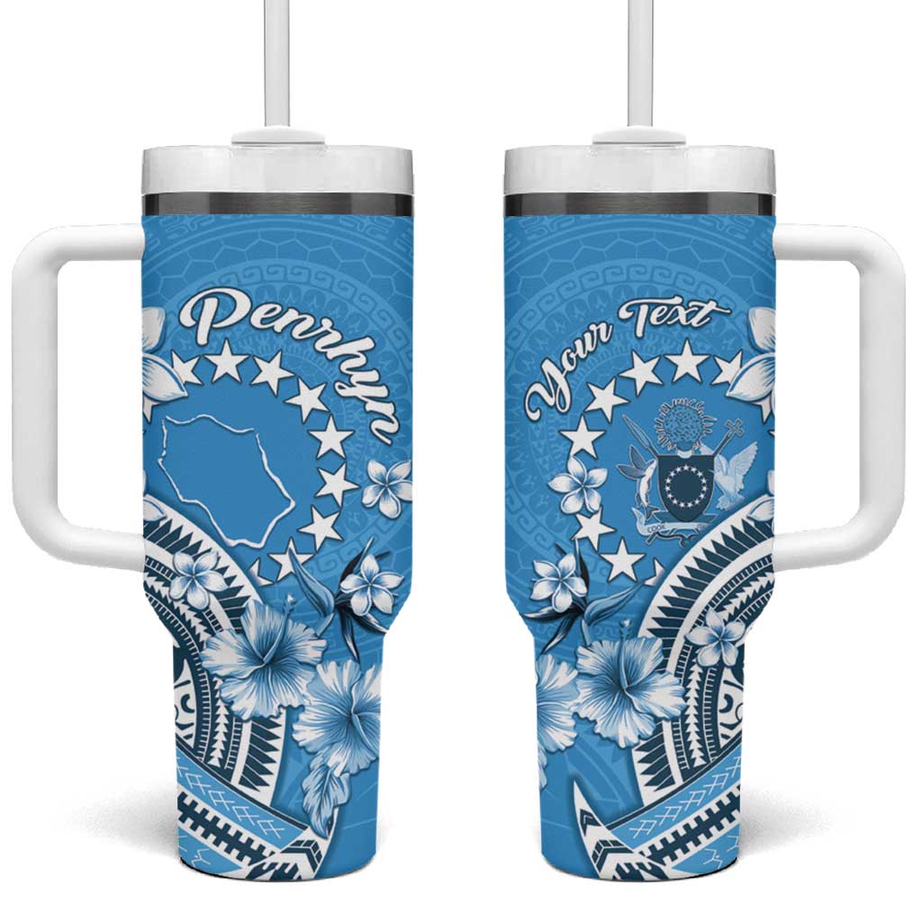 Personalised Penrhyn Gospel Day Tumbler With Handle Cook Islands Tribal Pattern LT05 One Size: 40 oz Blue - Polynesian Pride