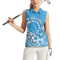 Personalised Penrhyn Gospel Day Women Sleeveless Polo Shirt Cook Islands Tribal Pattern