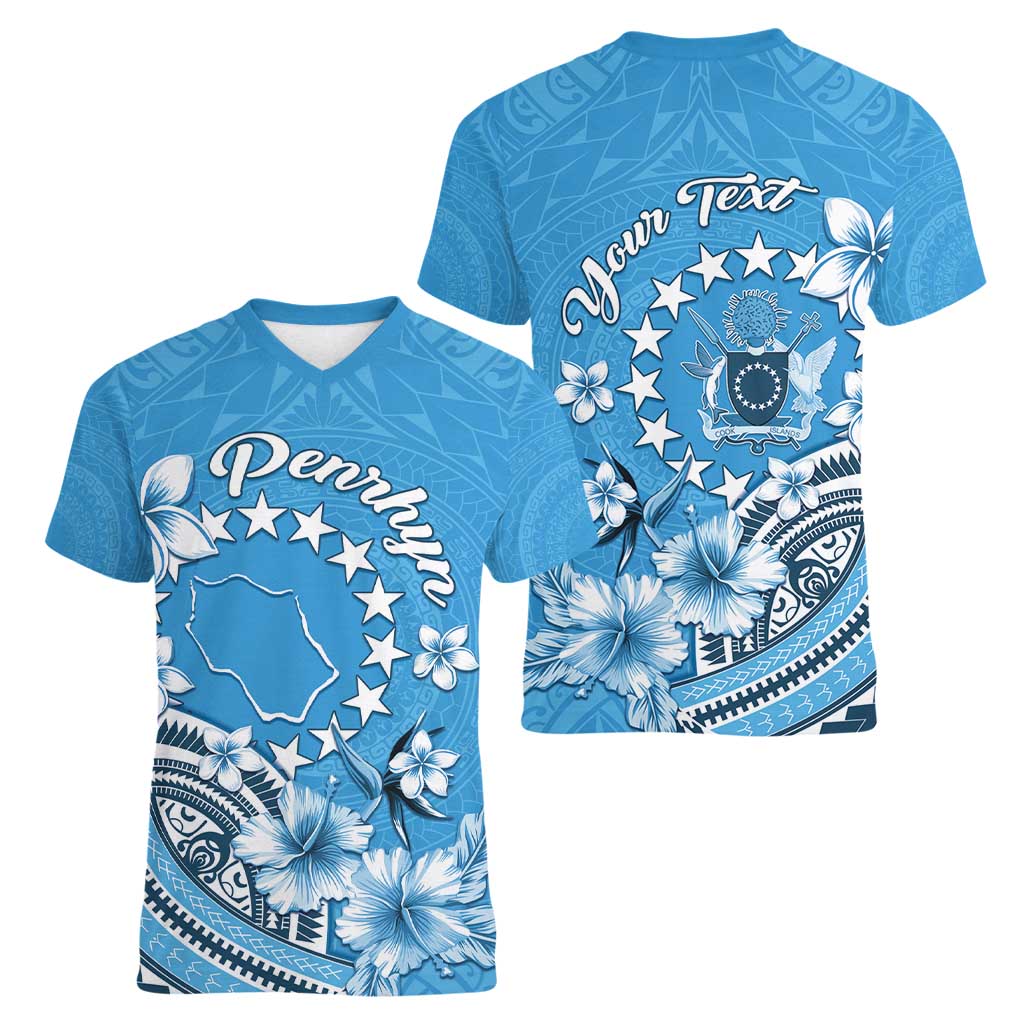Personalised Penrhyn Gospel Day Women V-Neck T-Shirt Cook Islands Tribal Pattern LT05 - Polynesian Pride