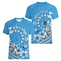 Personalised Penrhyn Gospel Day Women V-Neck T-Shirt Cook Islands Tribal Pattern LT05 - Polynesian Pride