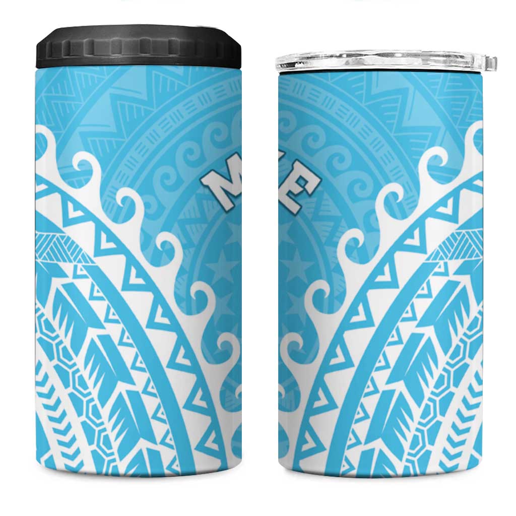 Cook Islands Mauke 4 in 1 Can Cooler Tumbler Polynesian Tribal Tattoo LT05 One Size: 16 oz Baby Blue - Polynesian Pride