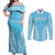 Custom Cook Islands Mauke Couples Matching Off Shoulder Maxi Dress and Long Sleeve Button Shirt Polynesian Tribal Tattoo