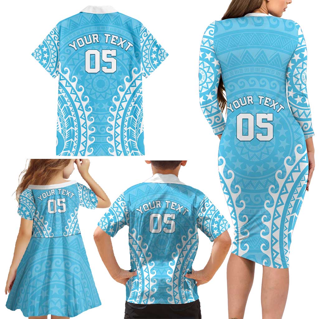 Custom Cook Islands Mauke Family Matching Long Sleeve Bodycon Dress and Hawaiian Shirt Polynesian Tribal Tattoo