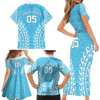 Custom Cook Islands Mauke Family Matching Short Sleeve Bodycon Dress and Hawaiian Shirt Polynesian Tribal Tattoo