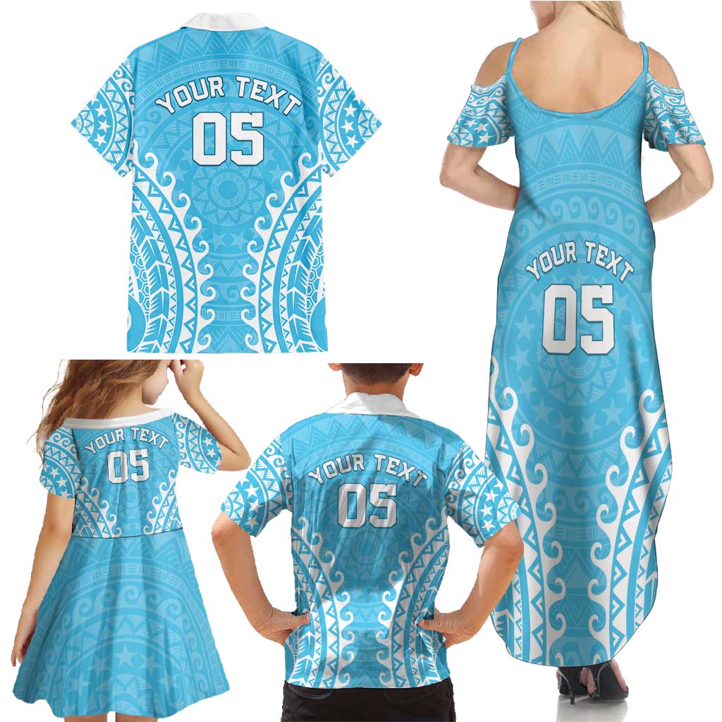 Custom Cook Islands Mauke Family Matching Summer Maxi Dress and Hawaiian Shirt Polynesian Tribal Tattoo
