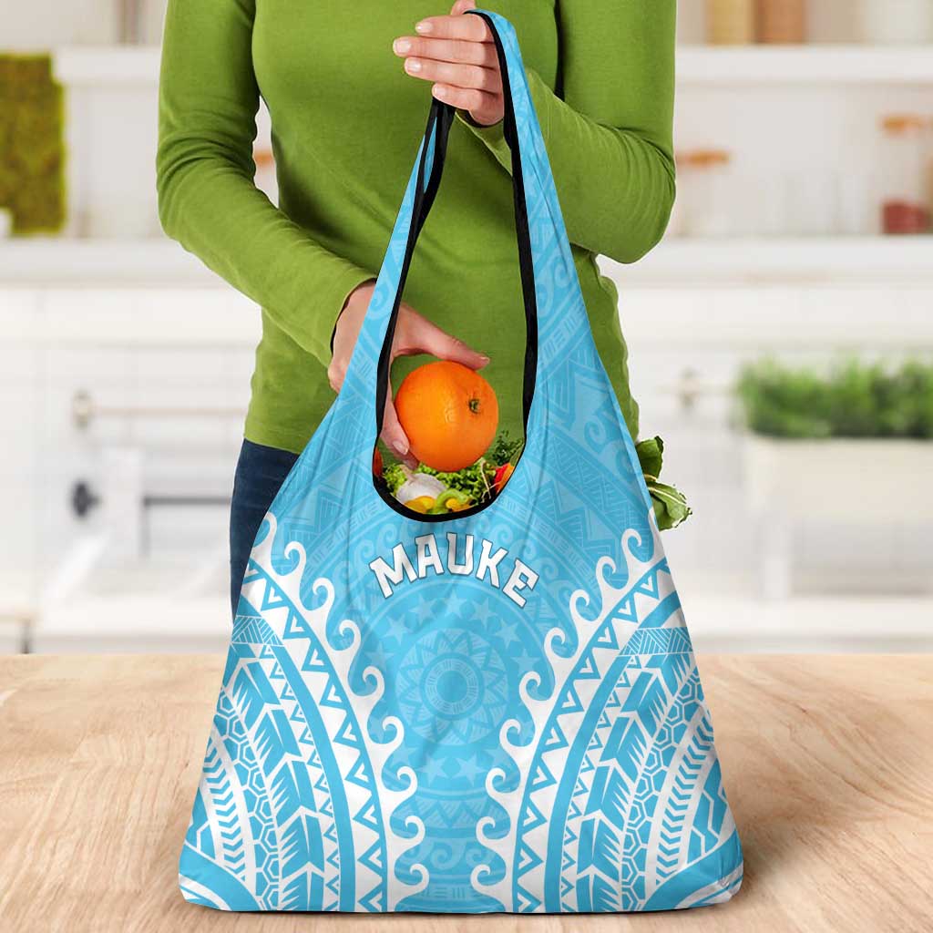 Custom Cook Islands Mauke Grocery Bag Polynesian Tribal Tattoo