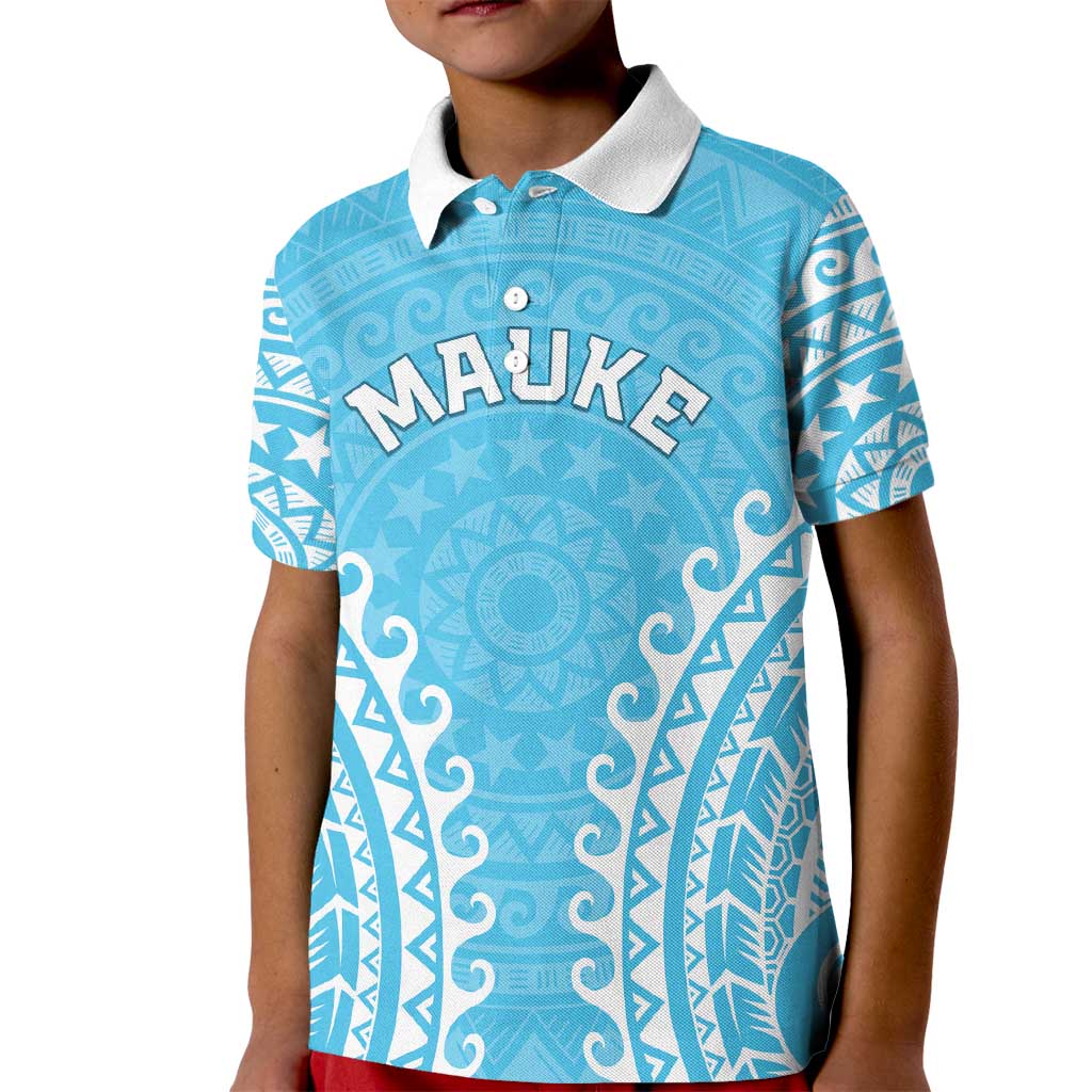 Custom Cook Islands Mauke Kid Polo Shirt Polynesian Tribal Tattoo