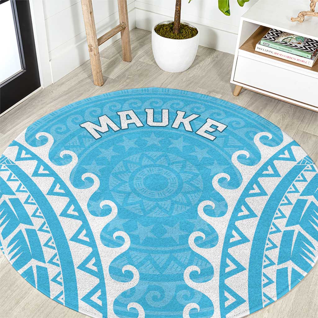 Custom Cook Islands Mauke Round Carpet Polynesian Tribal Tattoo