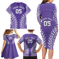 Custom Cook Islands Rarotonga Family Matching Long Sleeve Bodycon Dress and Hawaiian Shirt Polynesian Tribal Tattoo