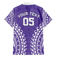 Custom Cook Islands Rarotonga Family Matching Off Shoulder Short Dress and Hawaiian Shirt Polynesian Tribal Tattoo