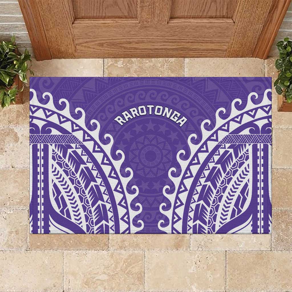 Cook Islands Rarotonga Rubber Doormat Polynesian Tribal Tattoo LT05 Purple - Polynesian Pride