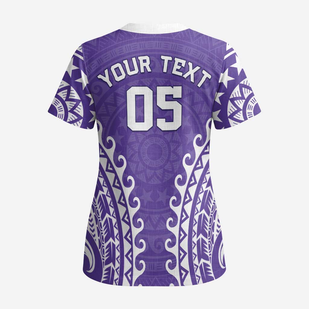 Custom Cook Islands Rarotonga Scrub Top Polynesian Tribal Tattoo - Polynesian Pride