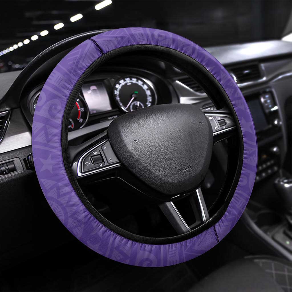 Cook Islands Rarotonga Steering Wheel Cover Polynesian Tribal Tattoo LT05 Universal Fit Purple - Polynesian Pride