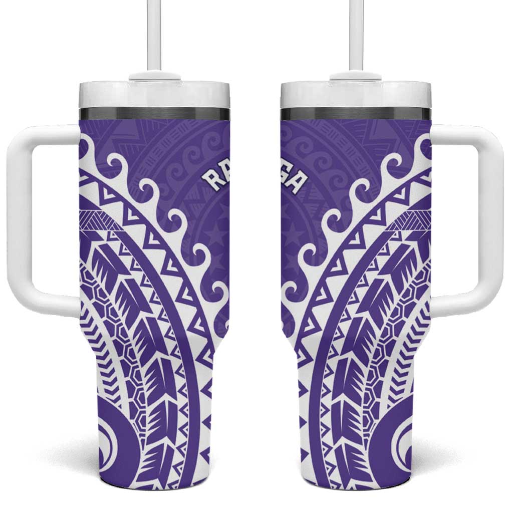 Cook Islands Rarotonga Tumbler With Handle Polynesian Tribal Tattoo LT05 One Size: 40 oz Purple - Polynesian Pride