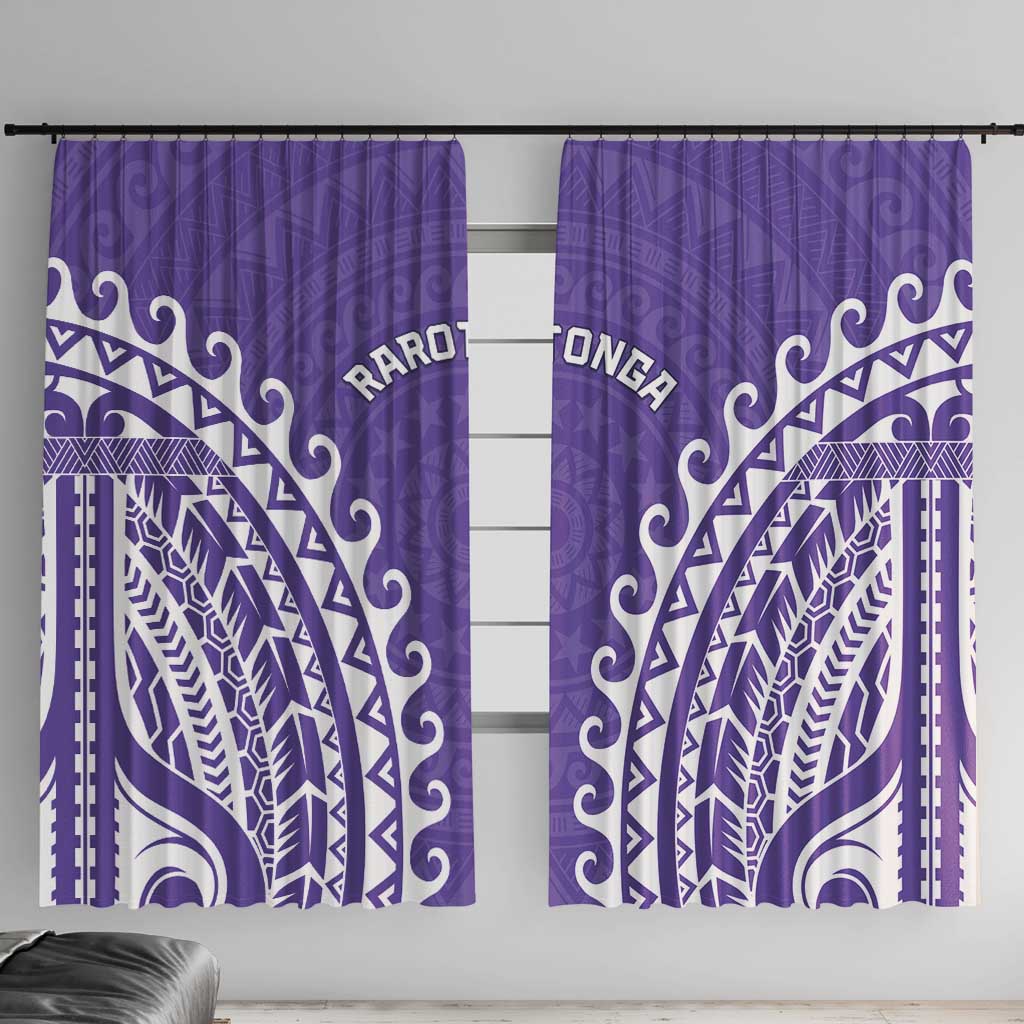Cook Islands Rarotonga Window Curtain Polynesian Tribal Tattoo LT05 With Hooks Purple - Polynesian Pride