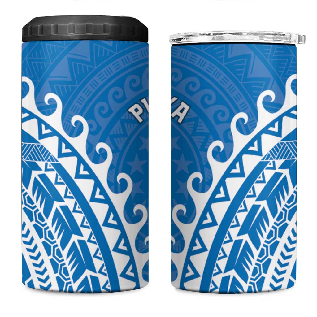 Cook Islands Pukapuka 4 in 1 Can Cooler Tumbler Polynesian Tribal Tattoo LT05 One Size: 16 oz Blue - Polynesian Pride