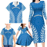 Custom Cook Islands Pukapuka Family Matching Long Sleeve Bodycon Dress and Hawaiian Shirt Polynesian Tribal Tattoo