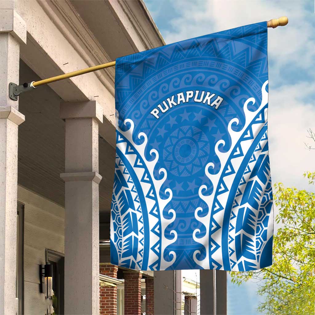 Cook Islands Pukapuka Garden Flag Polynesian Tribal Tattoo LT05 House Flag Blue - Polynesian Pride