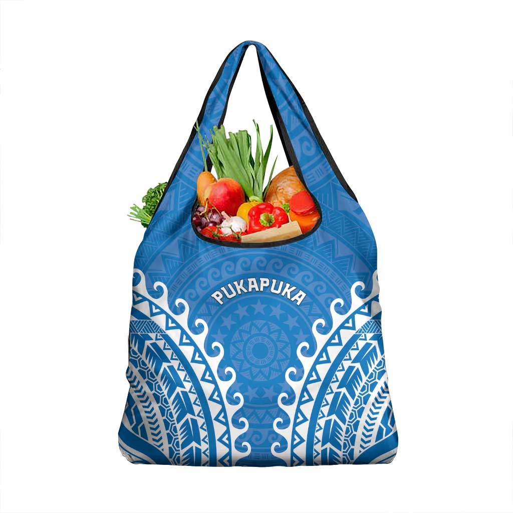 Custom Cook Islands Pukapuka Grocery Bag Polynesian Tribal Tattoo