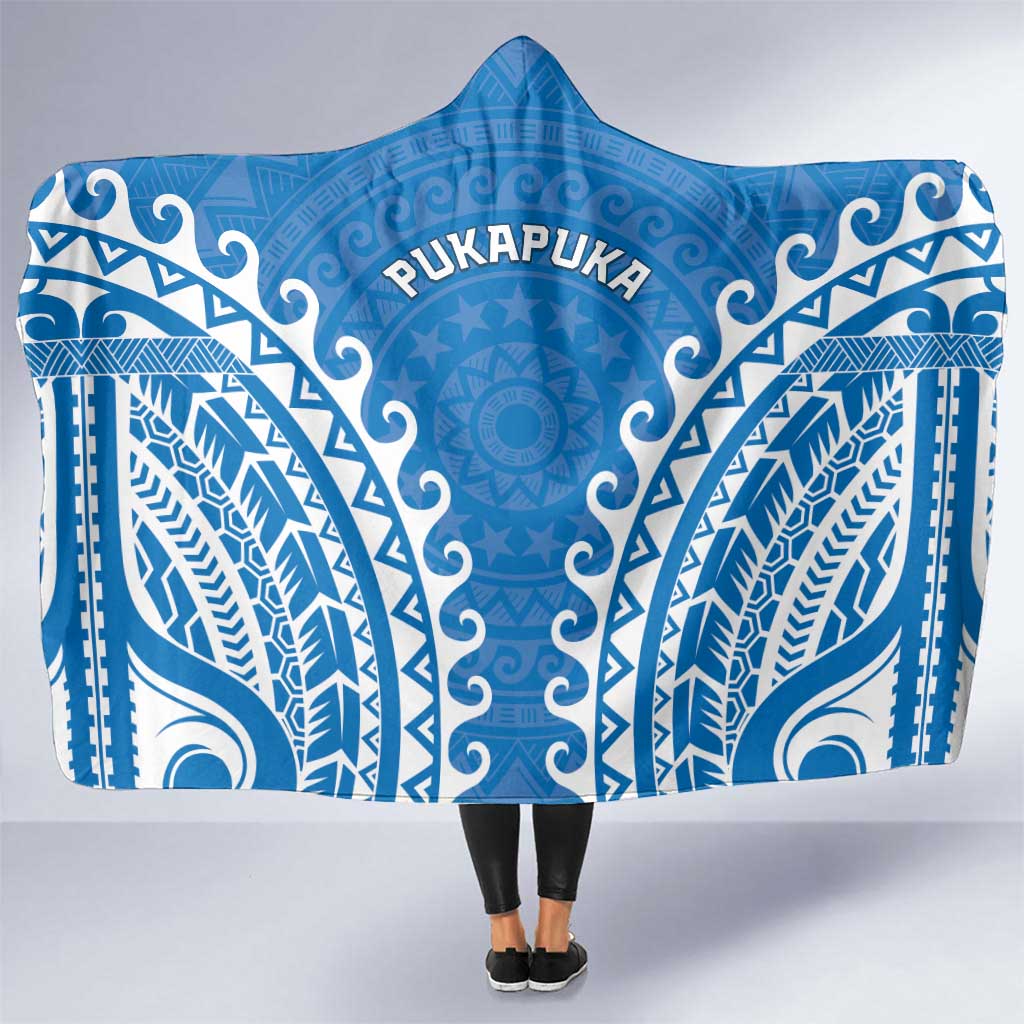Cook Islands Pukapuka Hooded Blanket Polynesian Tribal Tattoo LT05 One Size Blue - Polynesian Pride