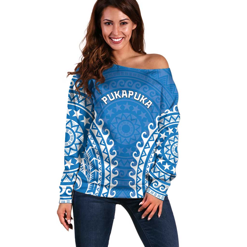 Custom Cook Islands Pukapuka Off Shoulder Sweater Polynesian Tribal Tattoo