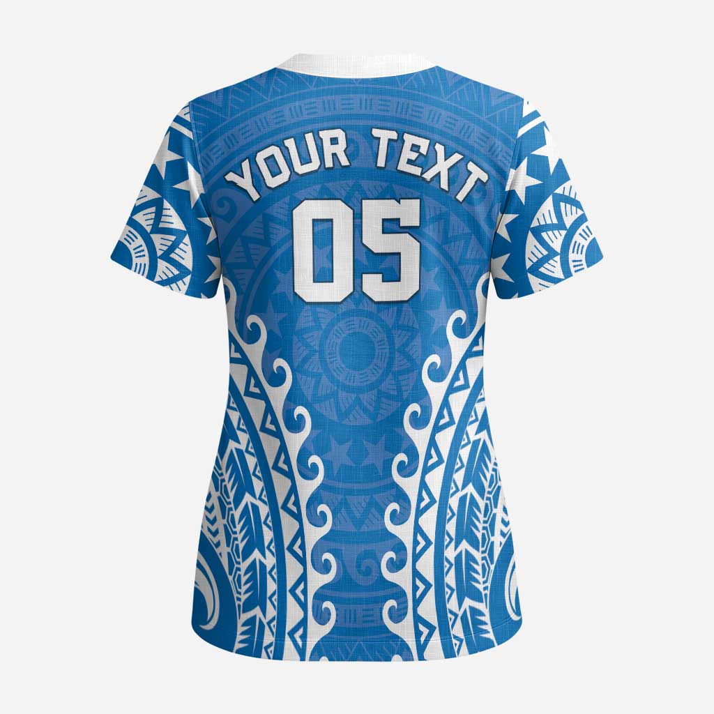 Custom Cook Islands Pukapuka Scrub Top Polynesian Tribal Tattoo - Polynesian Pride