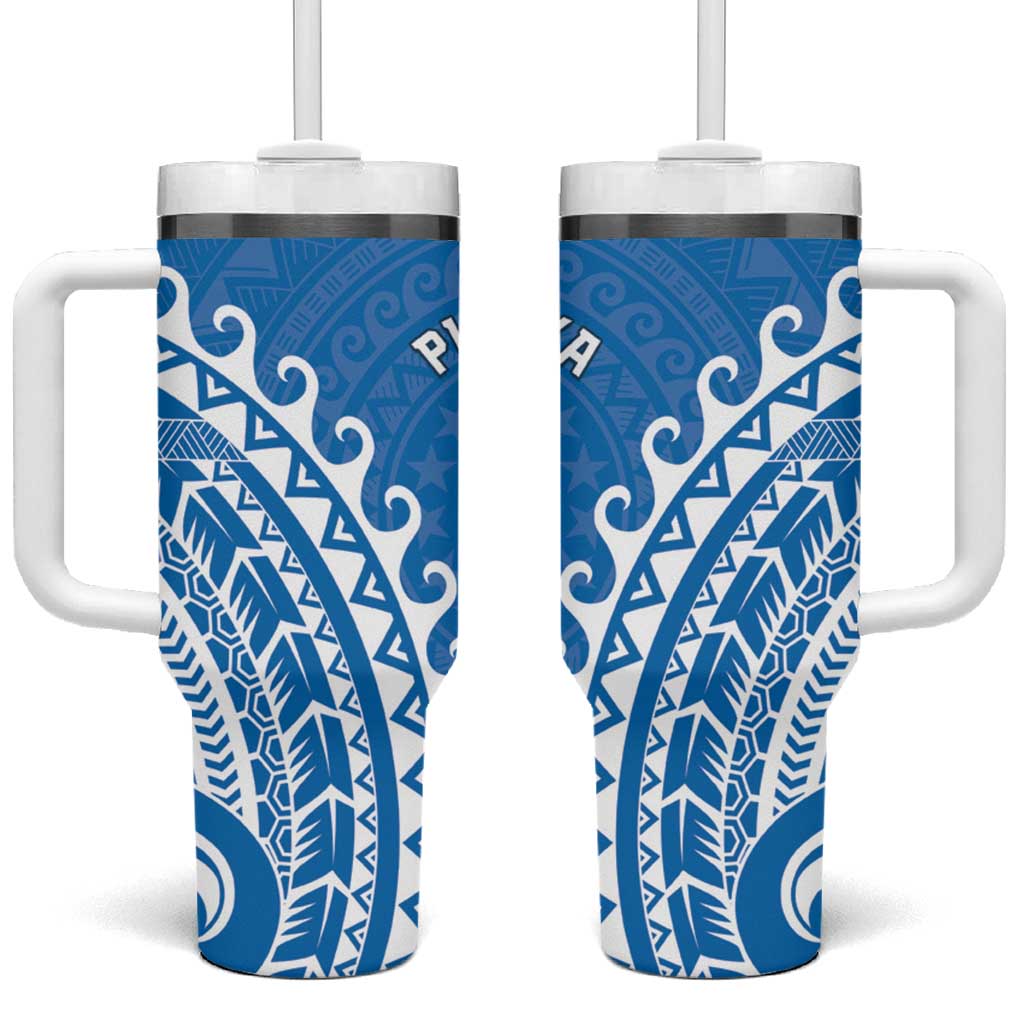 Cook Islands Pukapuka Tumbler With Handle Polynesian Tribal Tattoo LT05 One Size: 40 oz Blue - Polynesian Pride