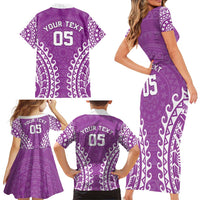 Custom Cook Islands Mangaia Family Matching Short Sleeve Bodycon Dress and Hawaiian Shirt Polynesian Tribal Tattoo