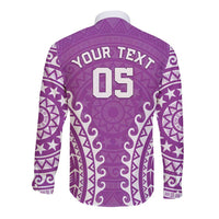 Custom Cook Islands Mangaia Long Sleeve Button Shirt Polynesian Tribal Tattoo