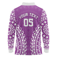 Custom Cook Islands Mangaia Long Sleeve Polo Shirt Polynesian Tribal Tattoo