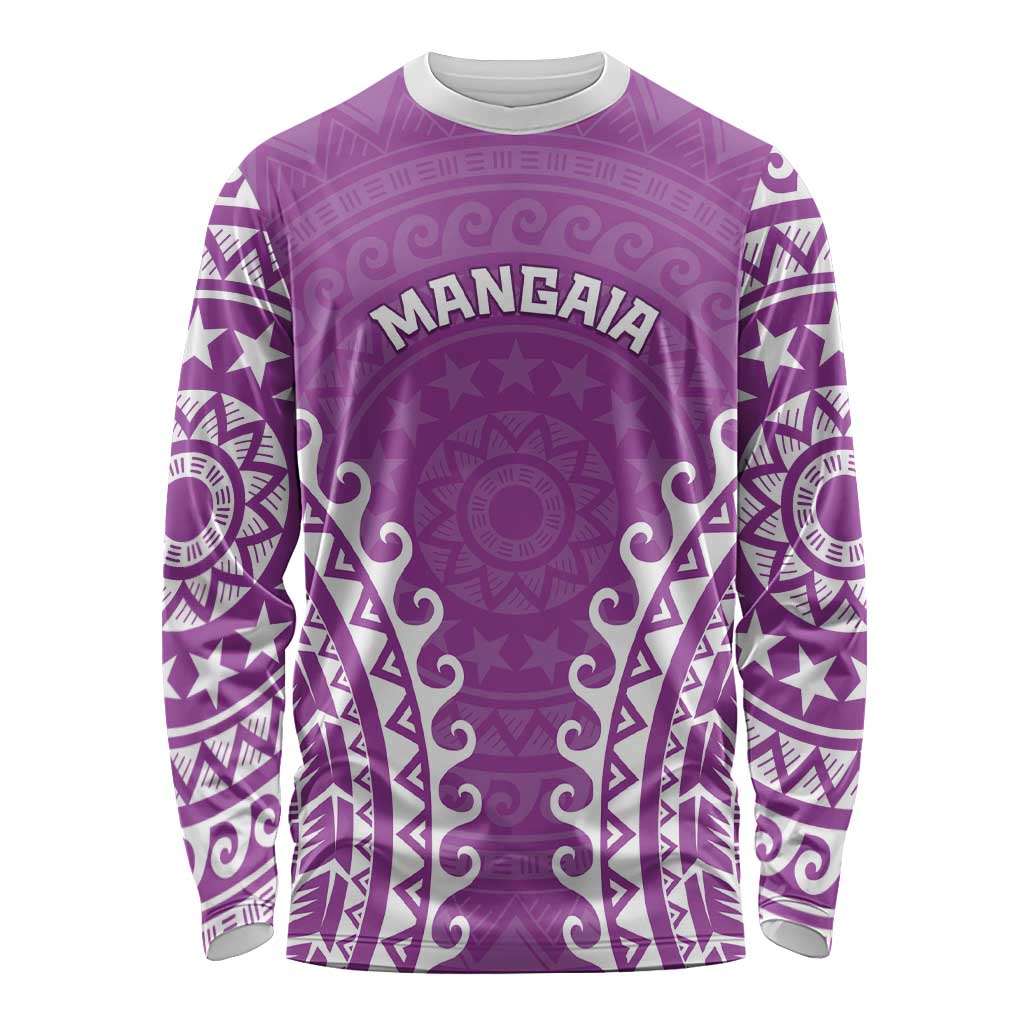 Custom Cook Islands Mangaia Long Sleeve Shirt Polynesian Tribal Tattoo