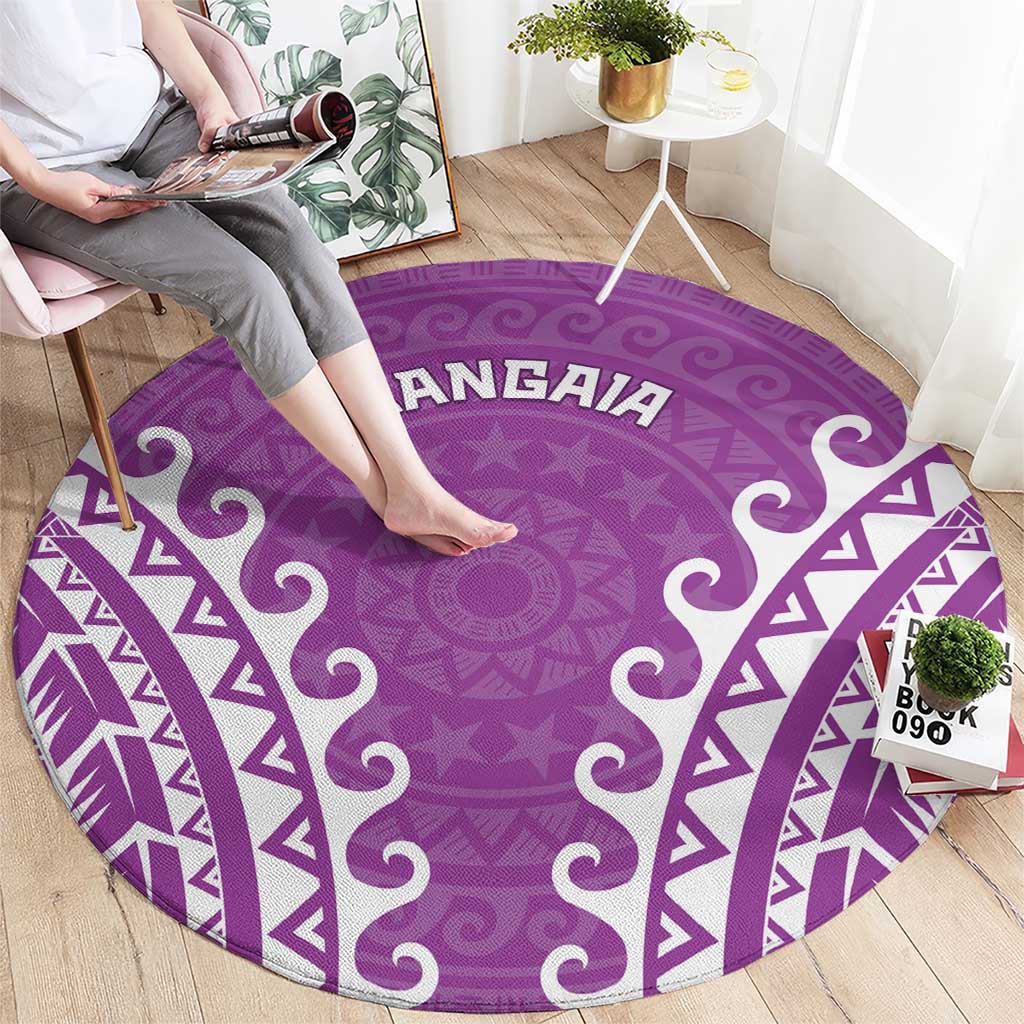 Custom Cook Islands Mangaia Round Carpet Polynesian Tribal Tattoo