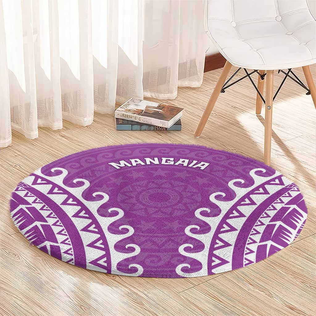 Custom Cook Islands Mangaia Round Carpet Polynesian Tribal Tattoo