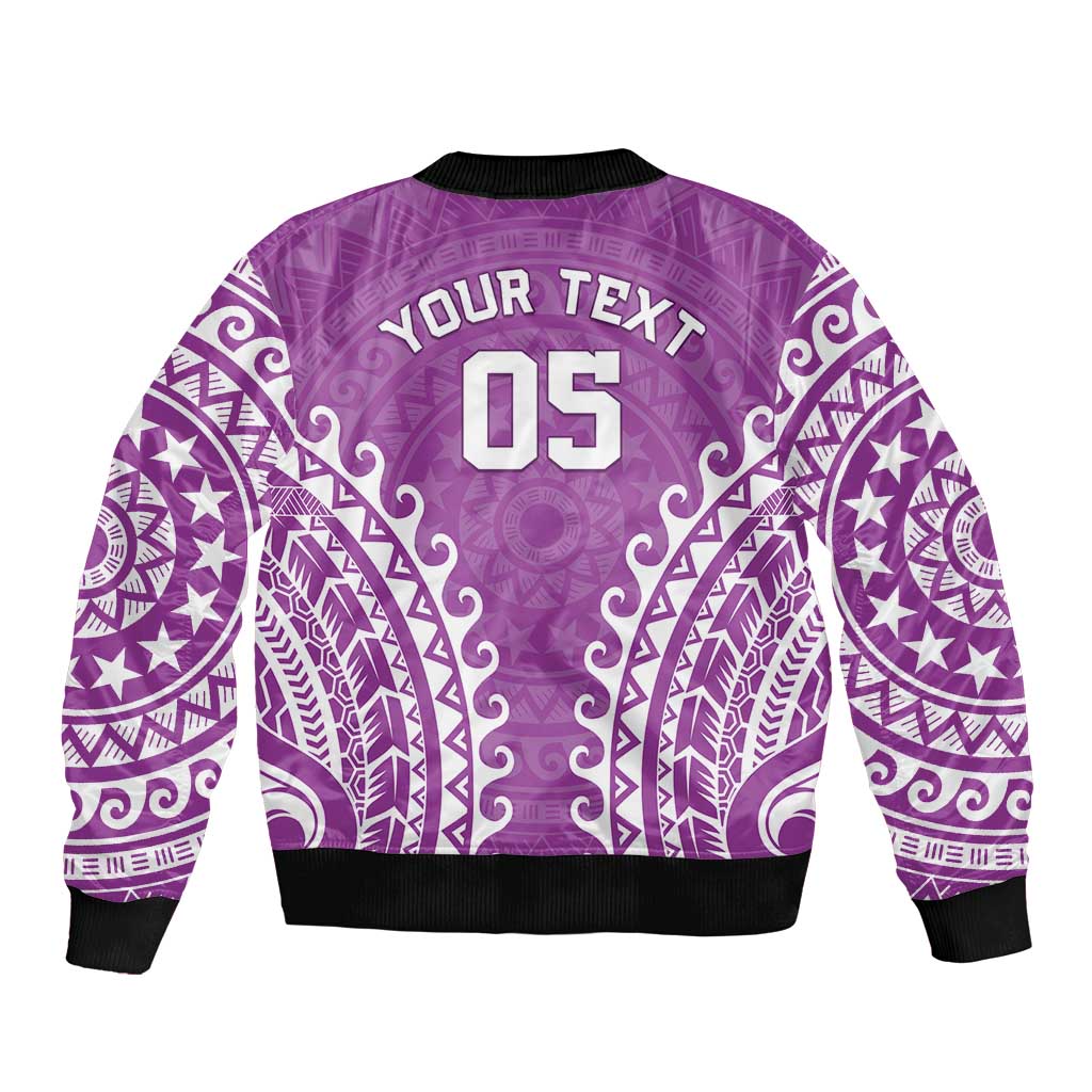 Custom Cook Islands Mangaia Sleeve Zip Bomber Jacket Polynesian Tribal Tattoo