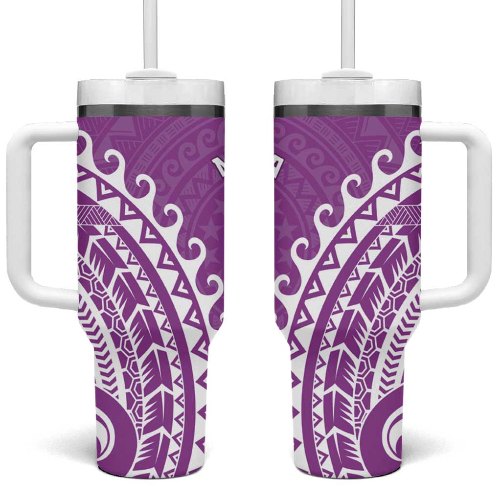 Cook Islands Mangaia Tumbler With Handle Polynesian Tribal Tattoo LT05 One Size: 40 oz Pink - Polynesian Pride