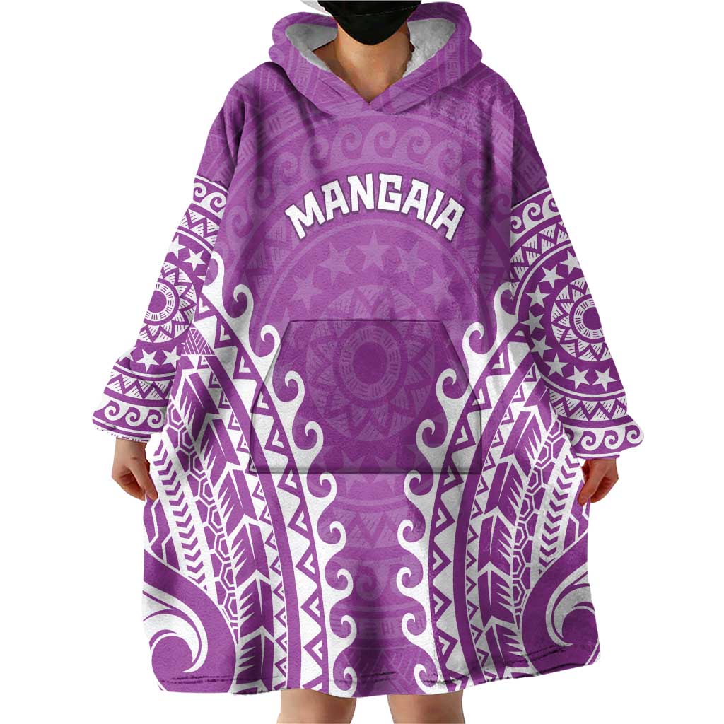 Custom Cook Islands Mangaia Wearable Blanket Hoodie Polynesian Tribal Tattoo